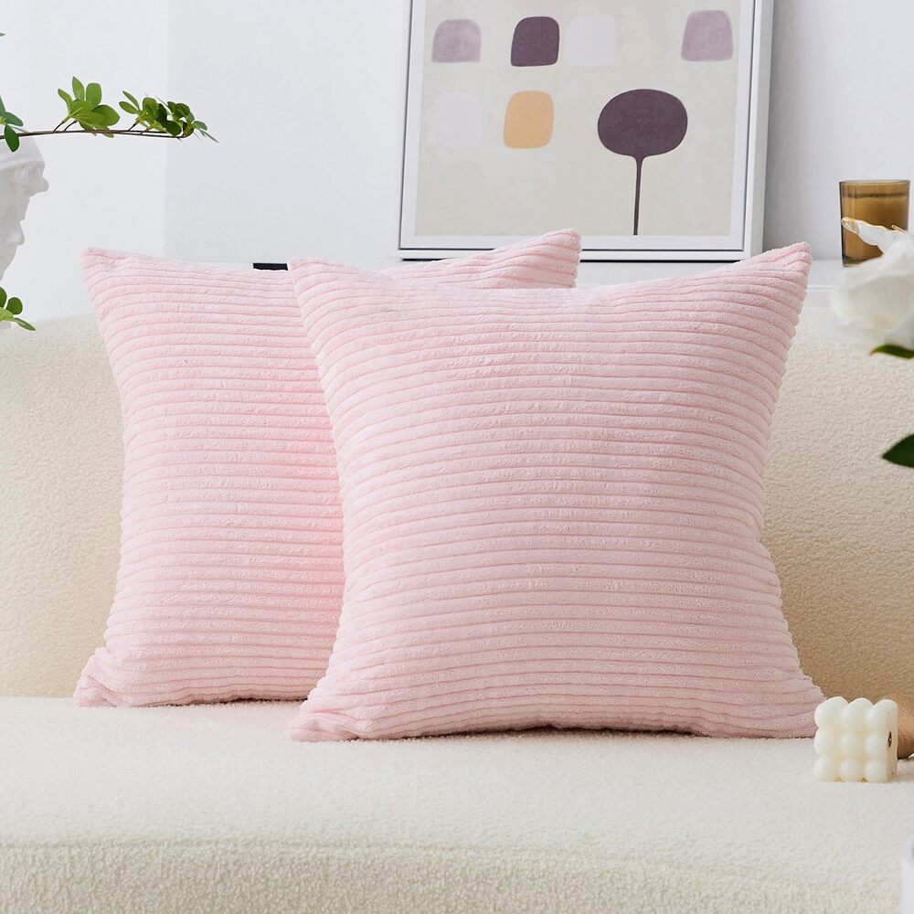 7598 Decorative Pillow Covers Pink Couch Throw Pillows Sets of 2 Striped